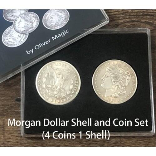 Morgan Dollar Shell and Coin Set (4 Coins 1 Shell) Magic Tricks Stage Close Up Magia Coin Appear Magie Illusion Gimmick Props