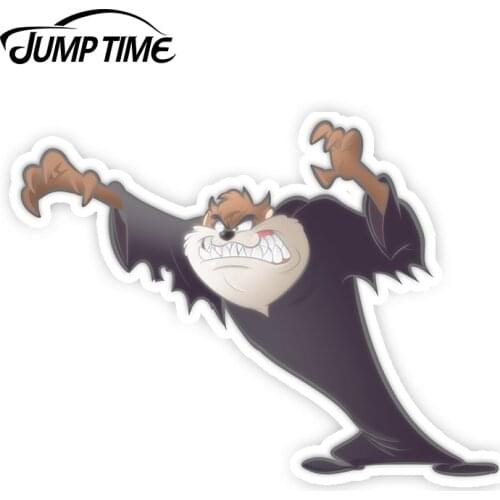 Jump Time 13cm x 10.6cm Tasmanian Devil Cartoon Car Stickers Funny Laptop Decal Stickers Motor Helmet Decoration Car Accessories