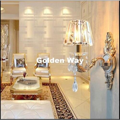 Modern Crystal Wall Lamp Decor Bronze Golden Wall Sconce Interior Wall Lights Decorative E14 Wall Sconces For Bedroom Lighting
