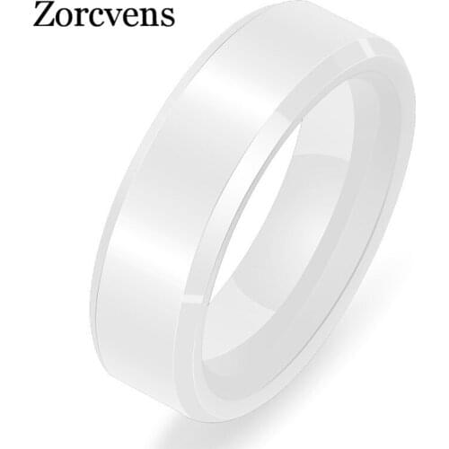 Modyle New Fashion Simple 6mm Black/White Ceramic Ring for Men Women Trendy Couple Ceramic Ring Jewelry