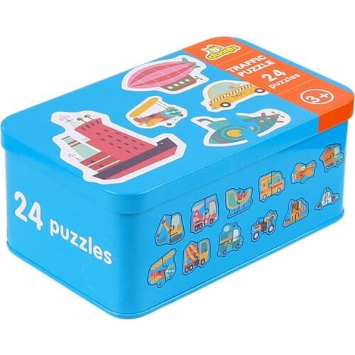 0-36M Cartoon Animal Traffic Fuit Montessori Pairing Cognition Puzzle Toys Wooden Jigsaw Card Kids Education