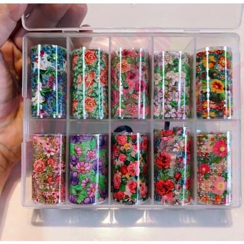 HYR6- Nail Foil Transfer luxury design Nail art set of 10 rolls Nail Foil Transfer Sticker | Daisy Flowers Nail Art Stickers