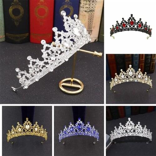 Trendy Bride Hair Jewelry Accessories Rhinestone Hair Band Wedding Headwear Headband Crown Queen Tiara Crystal Headpiece