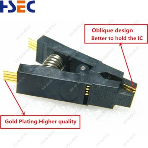 Gold plating SOIC8 SOP8 Test Clip For EEPROM 93 25 24 programmer adapter soic8 sop8 flash clip EZP2019 minipro TL866 RT809F/H