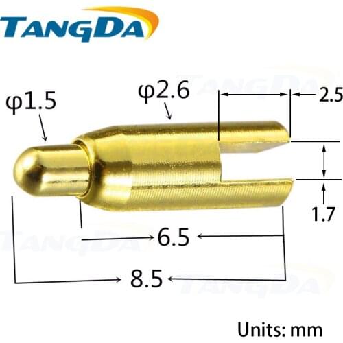 TANGDA connectors 2.6*8.5mm 2.6 8.5 spring thimble brass gold-plated for portable light with Slotted grooves