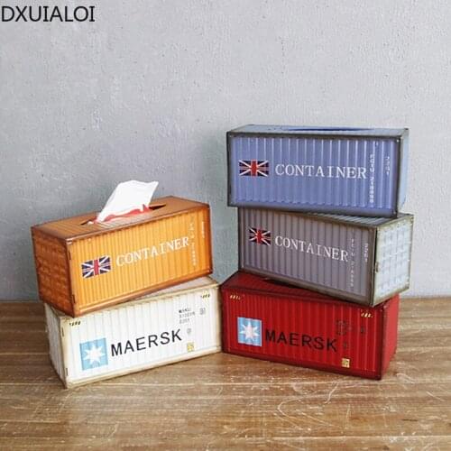 Retro creative industrial wind metal handicraft tissue box home living room desktop dining room paper pumping box furnishings