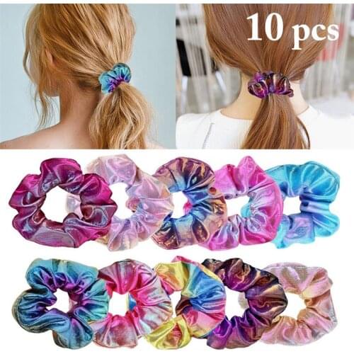 10Pcs/Set Mix Colors Hair Ropes Hair Scrunchy Fashion Colorful Hair Tie Band Ponytail Holder For Women Girls Hair Accessories