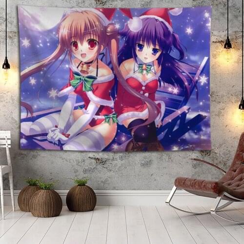 Christmas Anime Girl Wall Hanging Tapestry Home Party Decorative Tapestries Photo Background Cloth Table Cloth Wall Tapestry