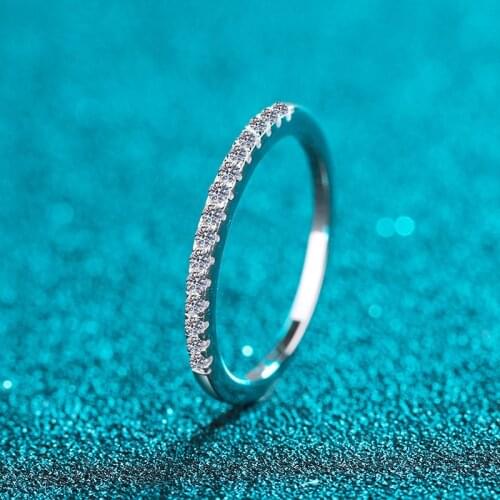 Silver 0.15 Carat Excellent Cut Micro Diamond Test Passed D Color High Clarity Moissanite Wedding Ring Silver Women 925 Jewelry