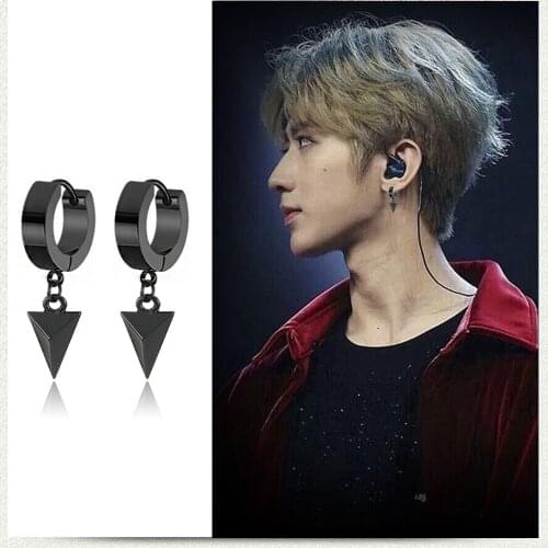 Punk Earring Mens Single Spike Stainless Steel Cross Stud Earring Guys Jewelry Rock Hip Hop Grunge Punk Dagger Ear Clip Unisex