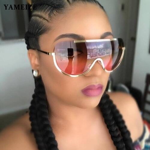 YAMEIZE Oversize Gradient Sunglasses Fashion Rimless Clear Sun Glasses Big Frame Vintage Retro Flat Top Clear Sunglasses
