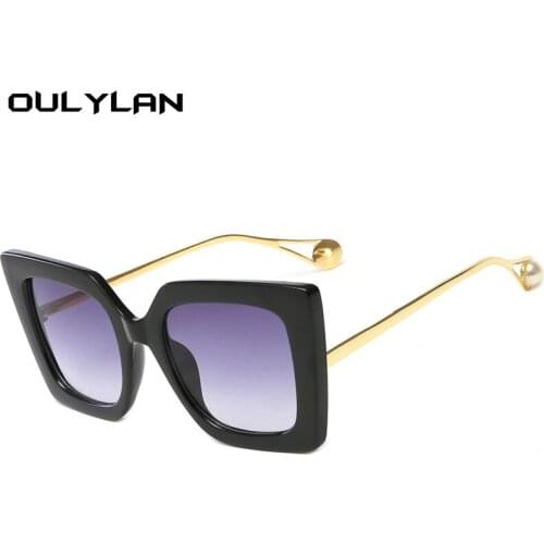 Oulylan Oversized Sunglasses Women Brand Designer Gradient Sun Glasses Retro Ladies Big Frame Pearl Eyewear UV400