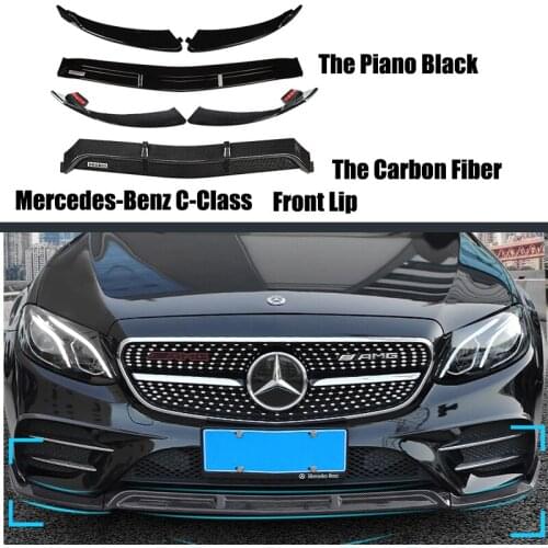 For Mercedes-Benz C-Class 2019 2020 3Piece Car Front Bumper Splitter Lip Spoiler Cover Trim Guard Protector Car Accessories