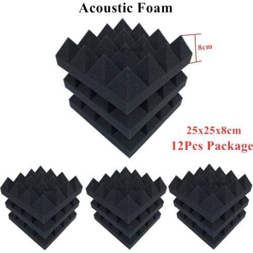 12Pcs 25x25x8cm Studio Acoustic Foam Soundproofing Panel Thicken Soundproofing Foam Sound Treatment KTV Room Wall Panels