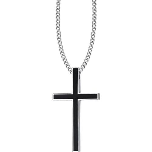 Stainless Steel Thin Delicate Black Cross Pendant Necklace Jesus Christ Cross Necklaces Jewelry Gift For Men Women