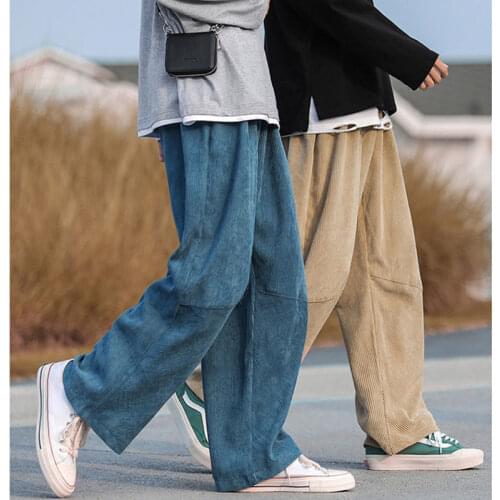 90s Indie Streetwear Corduroy Pants Vintage Teenager Skater Men Style Baggy Pants Fashion High Waist Brown Trousers Male Bottom