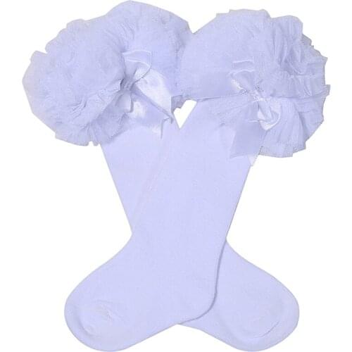 Spring Childrens Socks Girls In Tube Socks Infant Cotton Sweet Gauze Lace Bow Princess Tutu Socks 2021