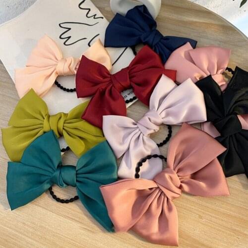 2020 New French Elegant Satin Large Bow Hairpin Korean Retro Temperament Top Clip Head Clip Hair Accessories Fashion Style