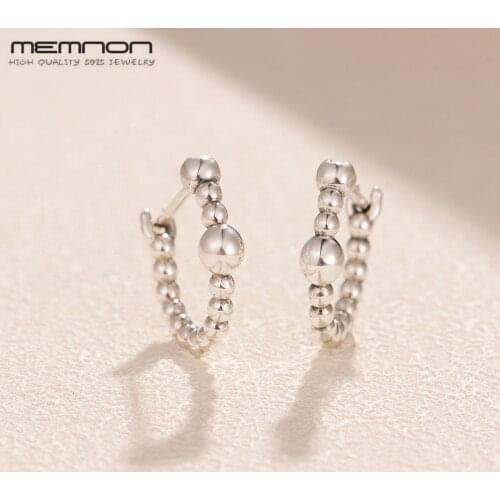 Memnon Christmas winter silver 925 String of Beads Hoop Earrings for women 925 Sterling Silver aretes earring fashion Jewelry