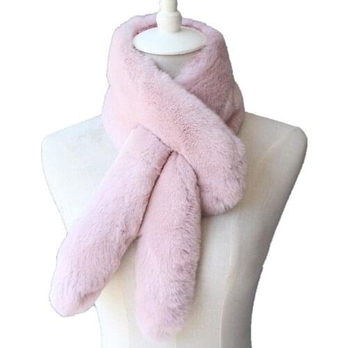 Autumn Winter Womens Genuine Rex Rabbit Fur Neck Rings Muffler Lady Warm Scarf Handmade Neck Warmers VF5029