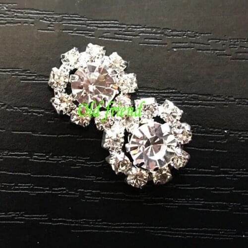 10pcs/lot, 21mm Flower Faux Pearl Shank Clear Rhinestone Buttons, Sewing Craft, hair accessories