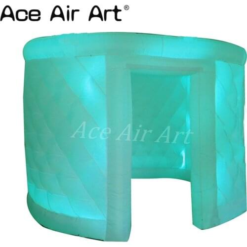 2.2m white creative design inflatable L.E.D photo booth enclosure,ellipse photo selfie station with removable sticker curtains