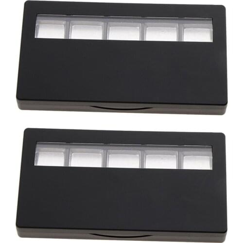 2pcs Plastic Empty Eyeshadow Powder Blush DIY Palette Case W/ Aluminium Pans