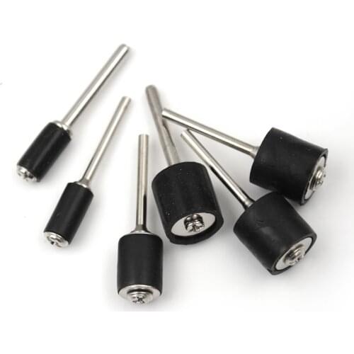 6pcs Rubber Mandrel 1/8 1/4 inch Grinder Drum Sanding Sandpaper Circle Kit Polishing Nails For Dremel Rubber Drum Mandrel