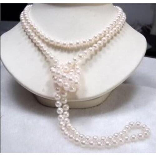 7-8mm White FW Cultured Pearl Necklace 50inch