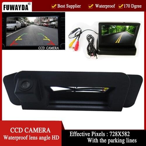 FUWAYDA for Mercedes-Benz C ClassW205 C180 C200 C280 C300 C350 C632014 trunk handle Car Auto Reverse CCD RearView Camera+monitor