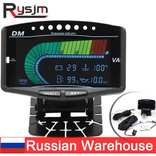 5 In 1 12V Car LCD Electronic Tachometer + Oil Pressure Gauge + Volt Voltmeter+Water Temperature Gauge+Fuel Gauge with Sensor