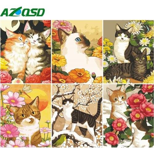 AZQSD DIY Painting By Numbers Cat Home Living Room Art Craft 40x50cm Coloring By Numbers Canvas Animal Decor For Home