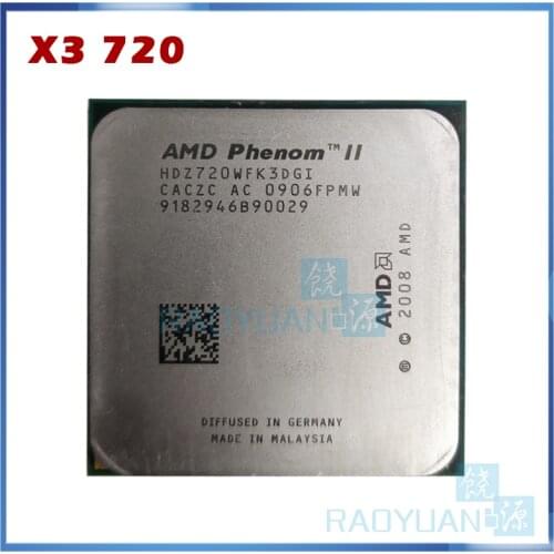 AMD Phenom X3 720 2.8GHz Triple-Core CPU Processor X3-720 HDX720WFK3DGI HDZ720WFK3DGI Socket AM3 938pin