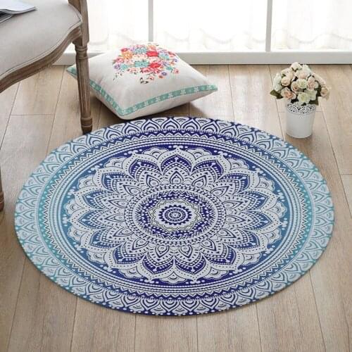 Bohemian Style Mandala Style Round Bathroom Mat Non-slip Door Mat Soft and Soft Coral Velvet Velvet Area Living Room Floor Mat
