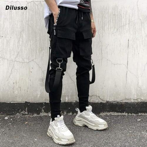 Mens Pockets Pencil Pants Hip Hop Patchwork Ripped Sweatpants Outdoor Joggers Pant Trousers Pocket Harajuku Men Pants D3