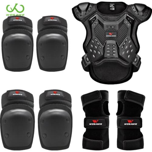 WOSAWE Sports Back Protetcion Kids' Motorcycle Armor Bandage Protector Ski Roller Elbow Kneepads Jacket Protective Gear Suit