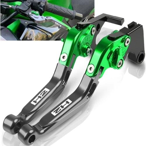 For Kawasaki H2 / H2R 2015 2016 Motorcycle Accessories Extendable Adjustable Foldable Handle Levers Brake Clutch With H2 LOGO