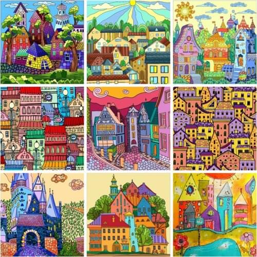 EverShine Diamond 5D Painting Full Square Drill House Cross Stitch Diamond Embroidery Cartoon Home Decor Picture Rhinestones