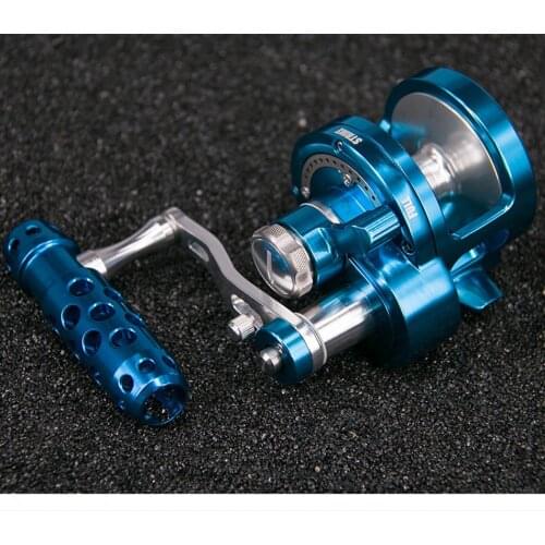 Sea Boat Fishing Trolling Baitcast Reels Round 2-Speed Switch Gear Ratio 25kg Drag Max Strong Brake All Metal CNC Large Fish