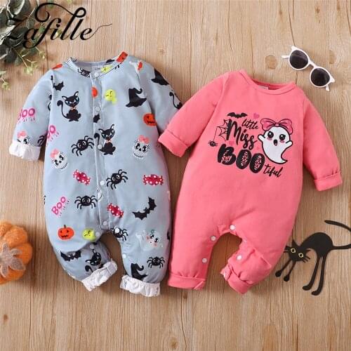 ZAFILLE Baby Halloween Romper Letter "Boo" Boys Girls Jumpsuit For Kids Girls Boys My First Halloween Costumes For Babies