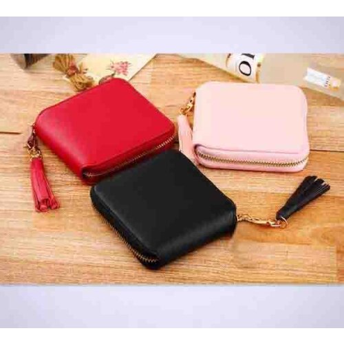 Purses Women Small Purse Tassels Short Solid Female PU Leather Clutch Card Holder For 2020 Fashion Zipper Coin Card Bag Sac
