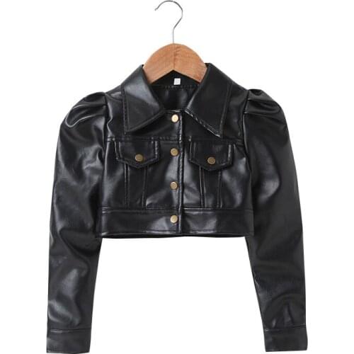 2021 Baby Girl Boy Spring Autumn short Jacket coat Kids girls Fashion PU Leather Jackets Children Coats Overwear Clothes