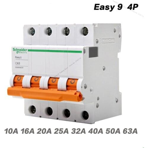 Schneider Miniature Circuit Breaker Full Specification EA9SY AN4C63 Series 4P AC 16A 20A 25A 32A 40A 50A 63A Air Switch