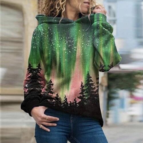 Fashion Starry Sky Print Graphic Hoodies Tops Long Sleeve Hooded Autumn Hoodie Streetwear Pullovers Spring 2021 Women Clothing