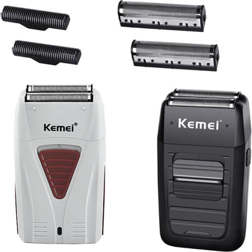 Kemei Mens Trimmer Reciprocating Double-blade Electric Razor Rechargeable Razor 360 Degrees Fits The Face Cordless Power Tool