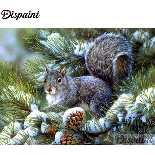 Dispaint Full Square/Round Drill 5D DIY Diamond Painting "Animal squirrel" Embroidery Cross Stitch 3D Home Decor A10409