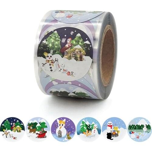 500PCS Merry Christmas Stickers Self Adhesive Snowman Trees Decorative Stickers Wrapping Gift Box Label Christmas Tags