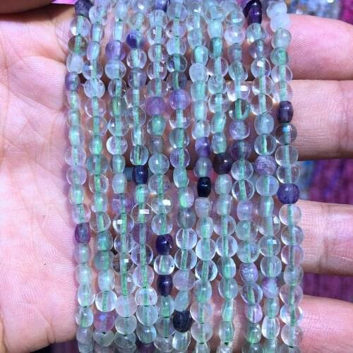 Wholesale 2strings Natural Rainbow Fluorite Beads 2x4mm Faceted Bean Coin Gem Stone Loose Beads For jewelry DIY 15.5"/string