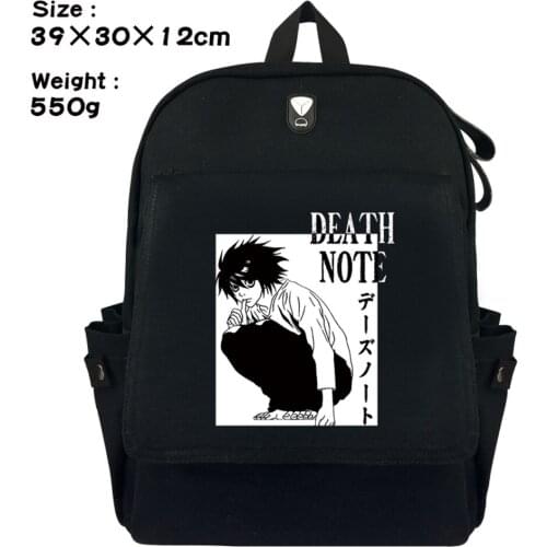 Anime Death Note Casual Backpack Student School Bag Canvas Bag Rucksack Cell Phone Pocket Fashion Shoulders Travel Laptop Bag