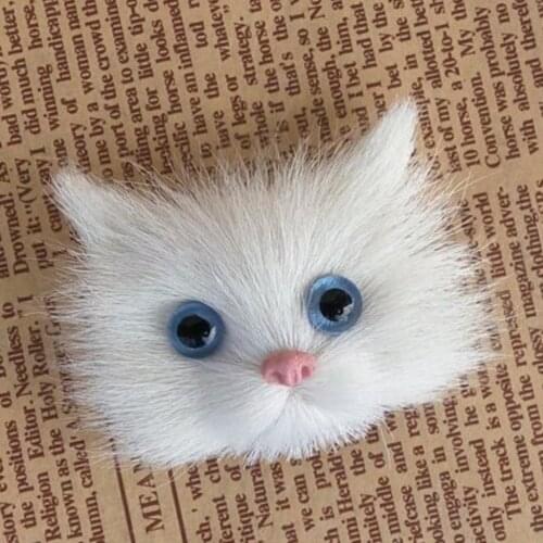 Realistic Simulation Small Cat Head Stuffed Animal Model DIY Accessories Kids Christmas Gift